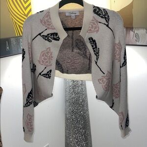 Duchamp Cream and Black Floral Shrug